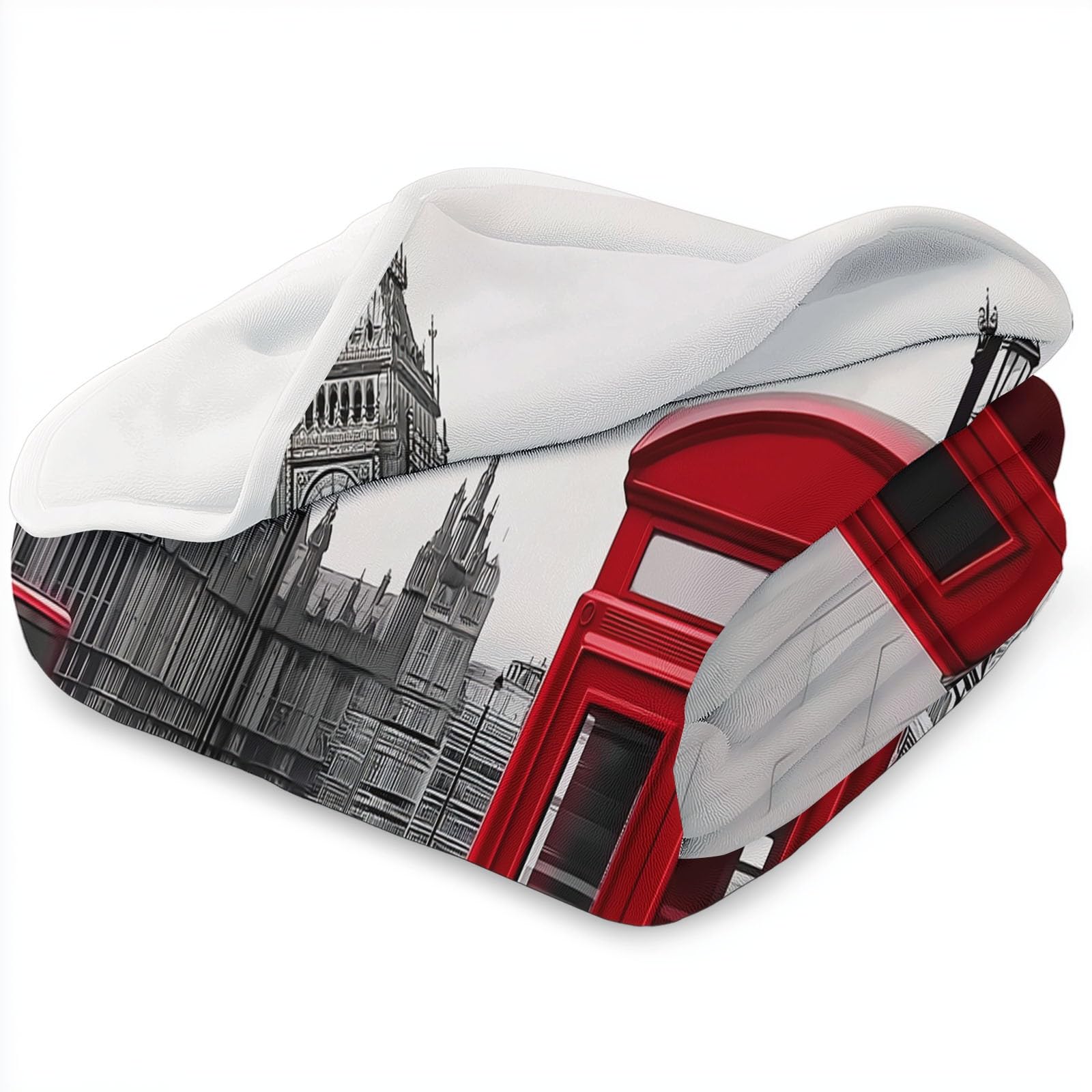 Coperta moderna con stampa London Streets, 200 x 200 cm, in morbido pile grigio, comoda e leggera, in flanella felpata, per letto, divano, perfetta per adulti e bambini, decorazione per la casa e