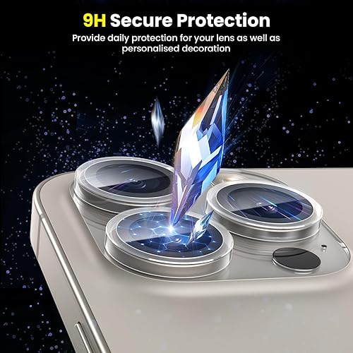 Miniatura 4 de Tensea Protector de lente de cámara para iPhone 15 ProiPhone 15 Pro Max, protector de pantalla de vidrio templado 9H, anillo individual transparente