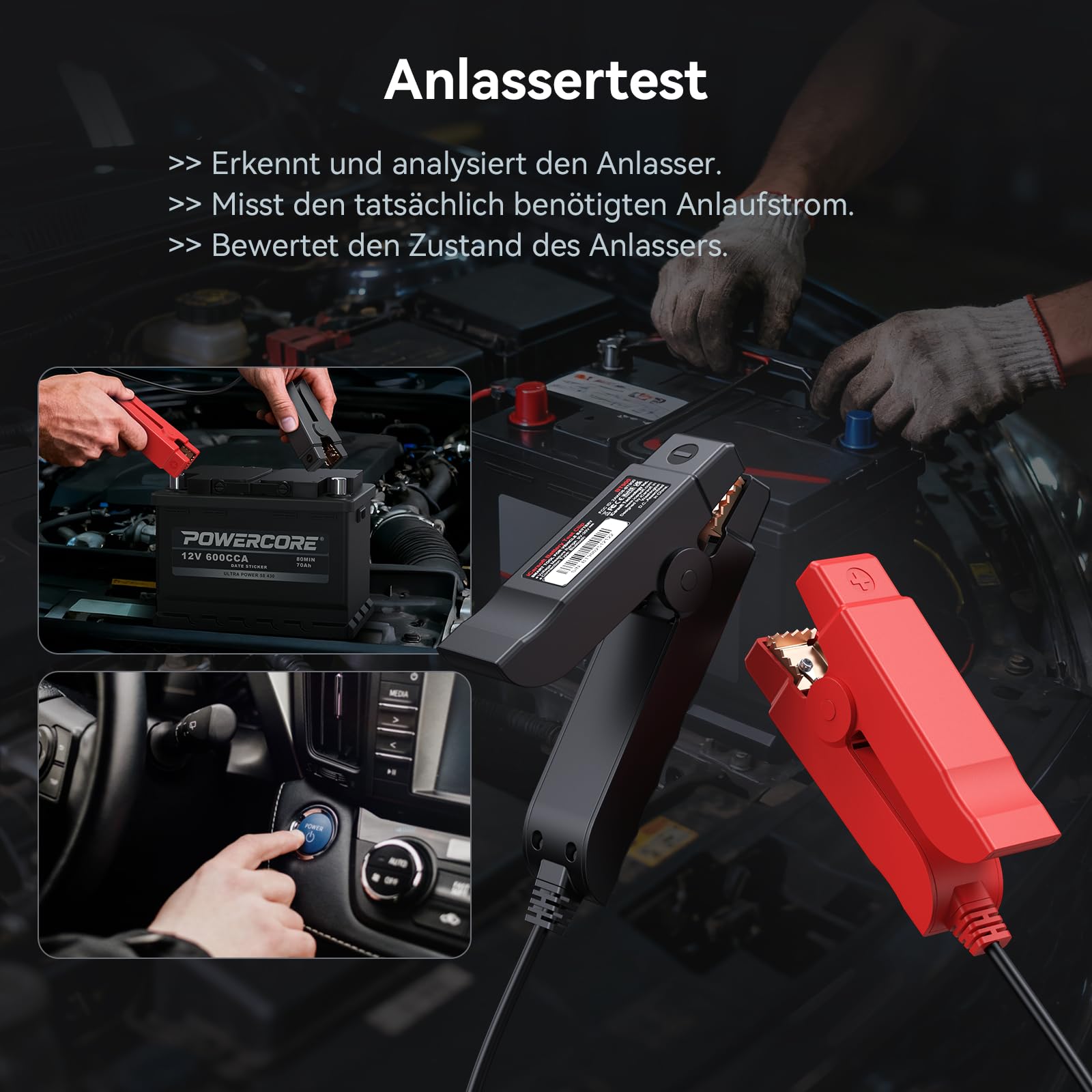 iCarsoft BT900 Autobatterietester, 12V/24V Batterie Lasttester für CCA, AGM, Gel, EFB, BT-Verbindung, mit Batterietest/Anlassertest/Ladungstest für Auto, Motorrad, ATV, SUV, Boot, Yacht