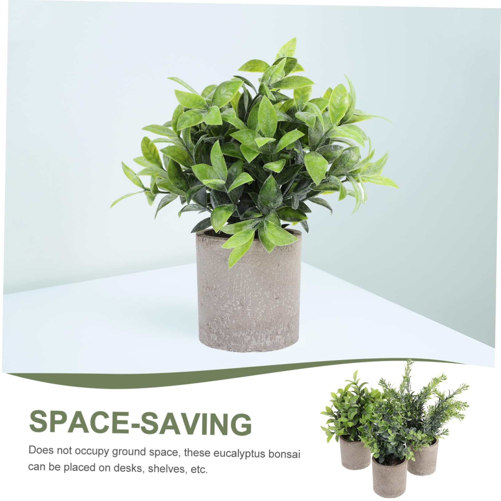 DECHOUS 3pezzi Piante Artificiali Eucalyptus Vaso Per Decorazioni Da Bonsai Realistico Per Casa e Ufficio Centrotavola Per Ambienti Moderni