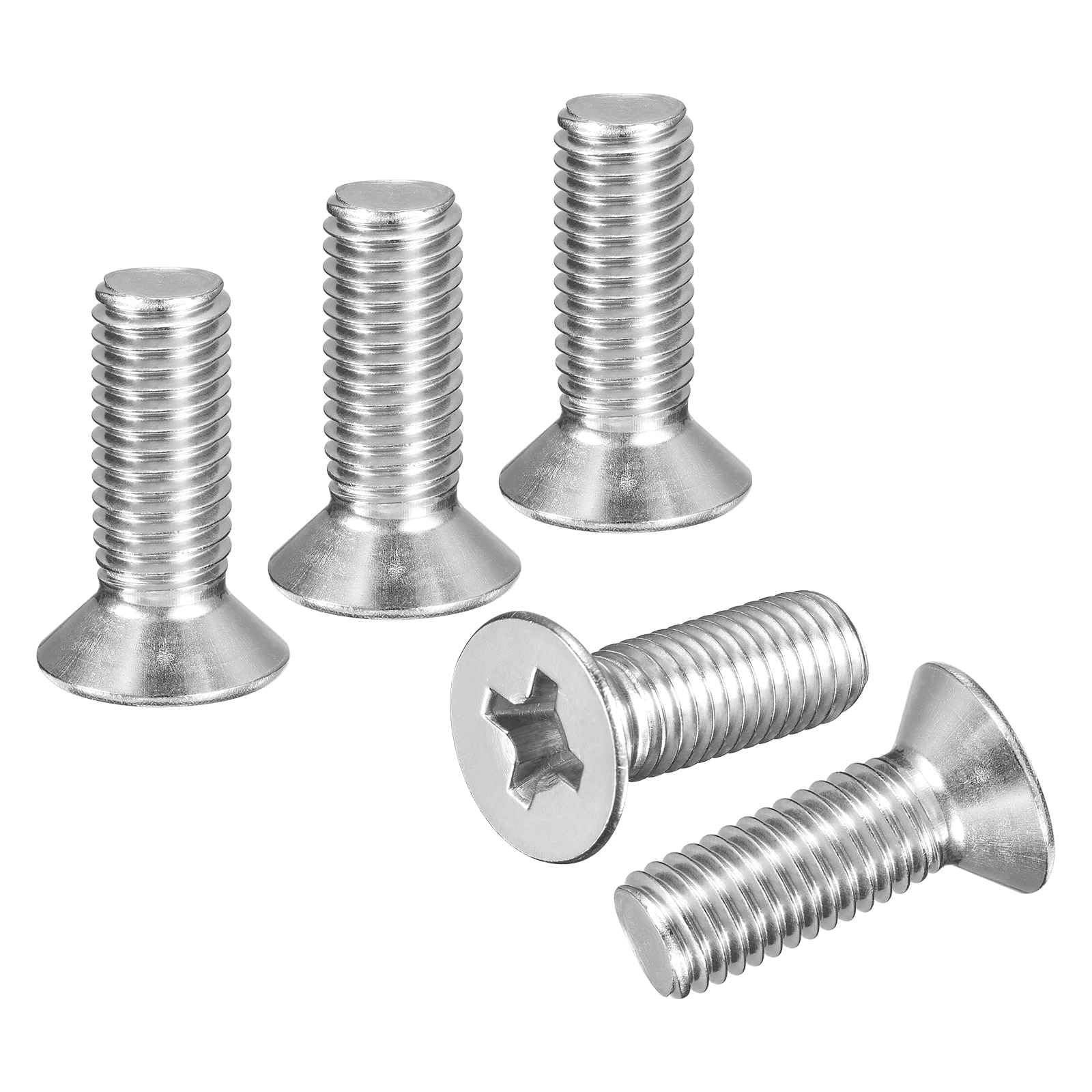 DTGN M10-1.5x30 Flat Head Countersunk Machine Screws - 8pcs - Good for Furniture and Machinery - 304 Stainless Steel Phillips Machine Screws Bolts - Silver