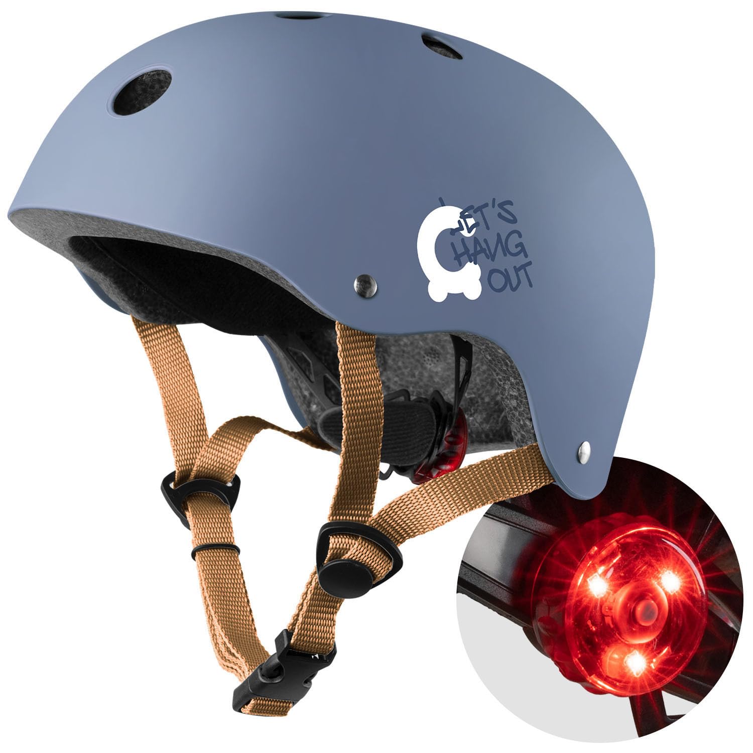 Cariboo Fahrradhelm Kinder Kinderhelm XS/S 48-52 cm Robust Mit LED-Licht Für Fahrrad Skateboard Inlineskates Scooter