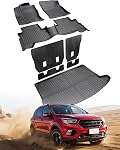 Tapis de sol à ajustement personnalisé & Cargo Liner & Protection arrière du dossier pour Ford Escape 2013-2019: Tapis en caoutchouc tout-temps, protection intérieure complète pour SUV, Durable & Facile à nettoyer