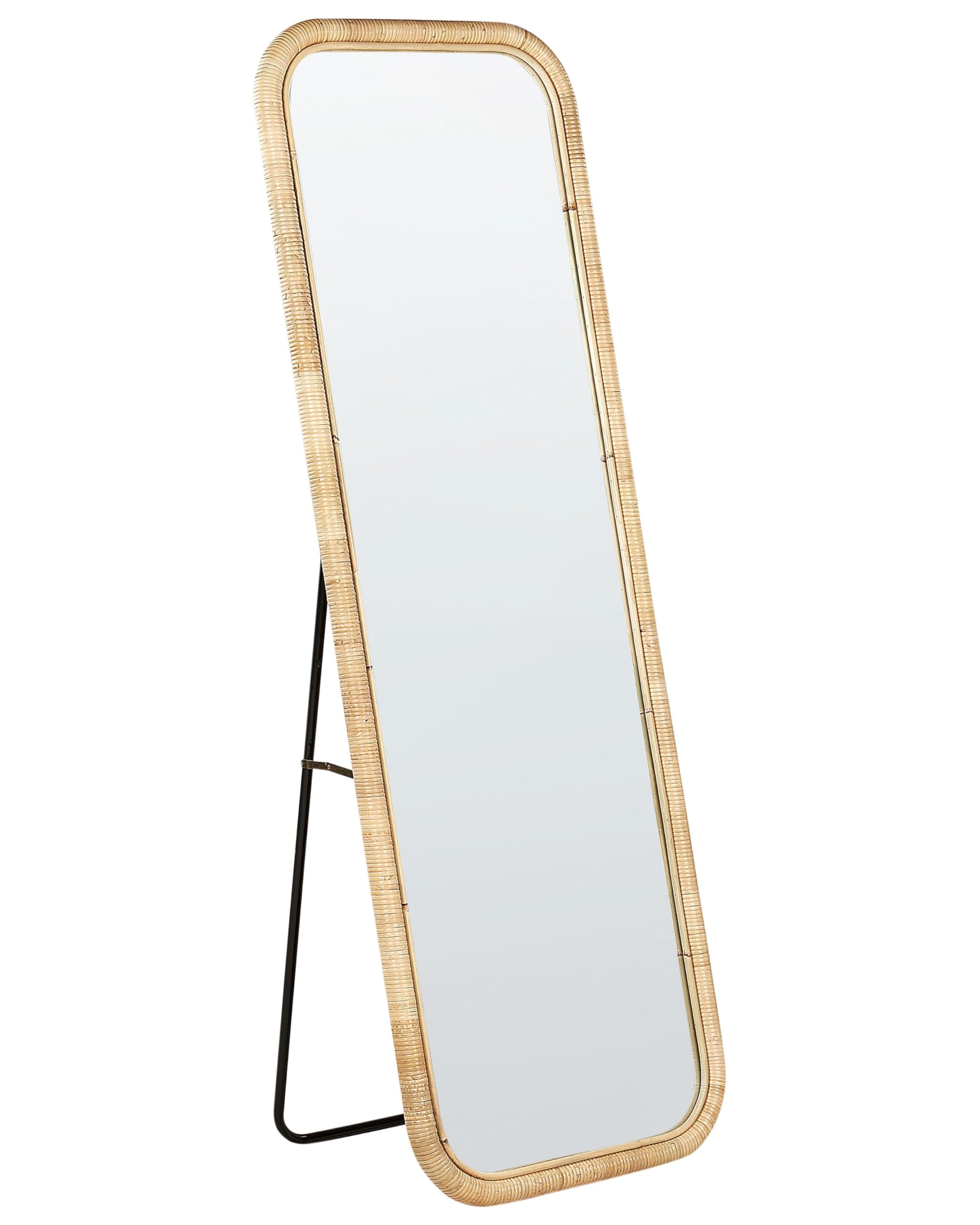 Elegante specchio da terra in rattan naturale 150x50 cm stile boho