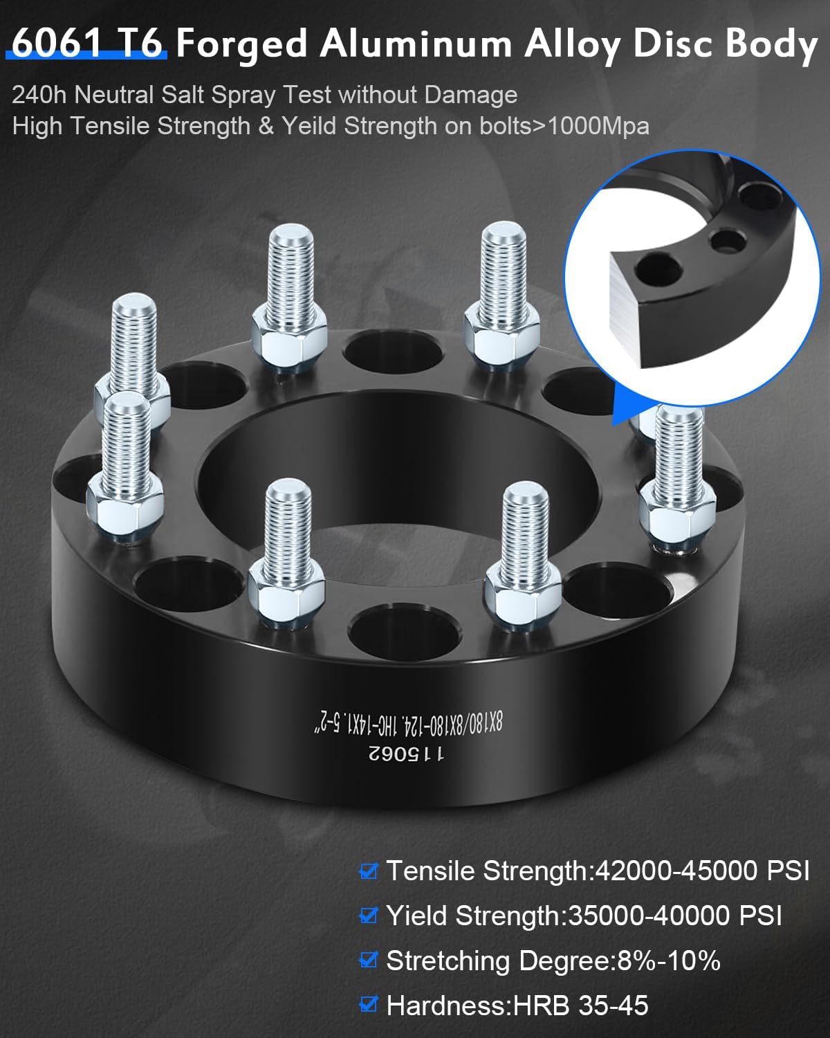 ECCPP 4PCS 50mm 8 Lug 2 inch Wheel Spacers 8x180mm to 8x180mm 14x1.5 124.1mm Fits for Chevrolet Express 1500 for Chevrolet Silverado 3500 HD 2011-2019| for GMC Sierra 2500 HD 2011-2019
