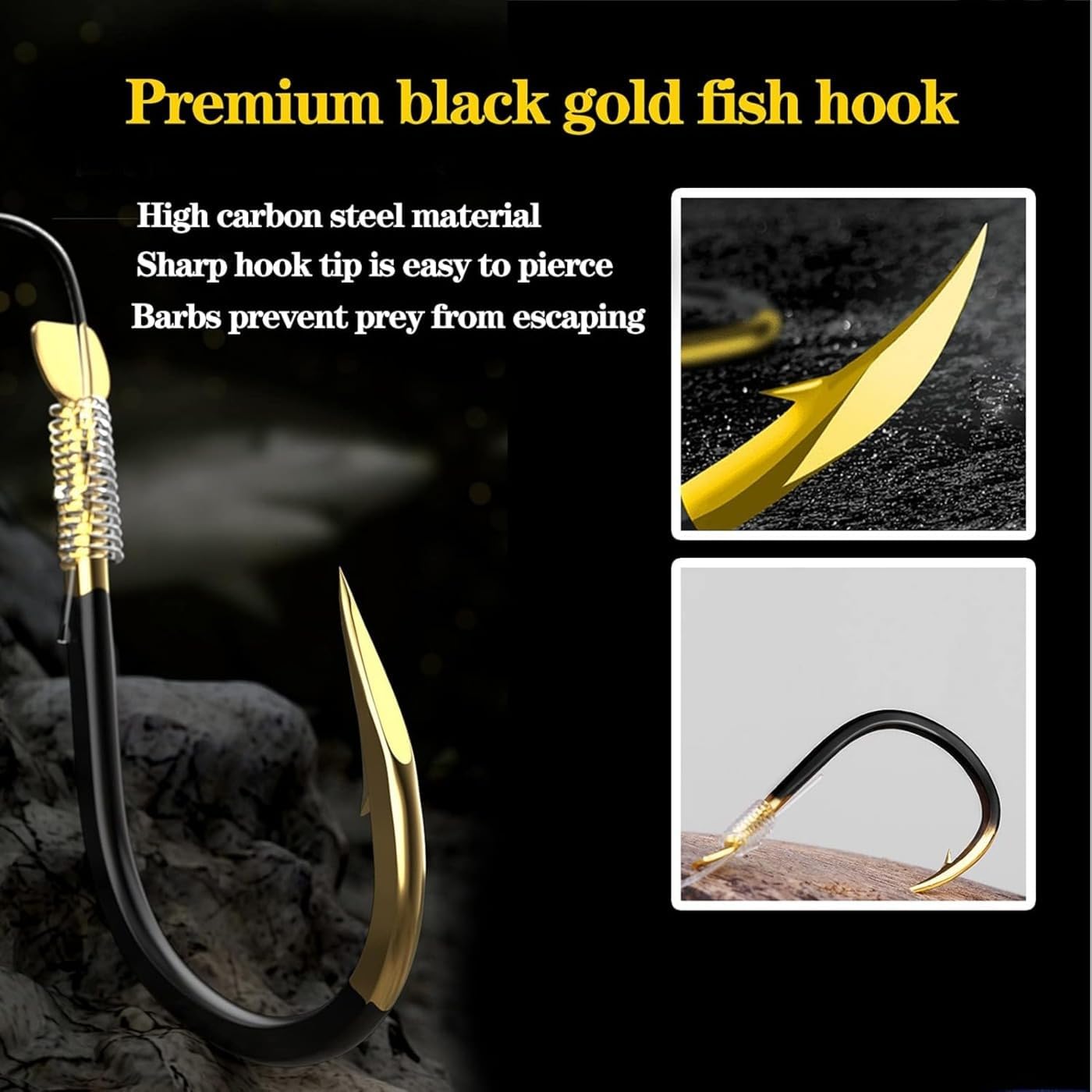 Pre-Tied Fishing Hooks with Line - Double Barbed Hooks Corrosion-Resistant Sharp Hooks for Freshwater & Saltwater Fishing