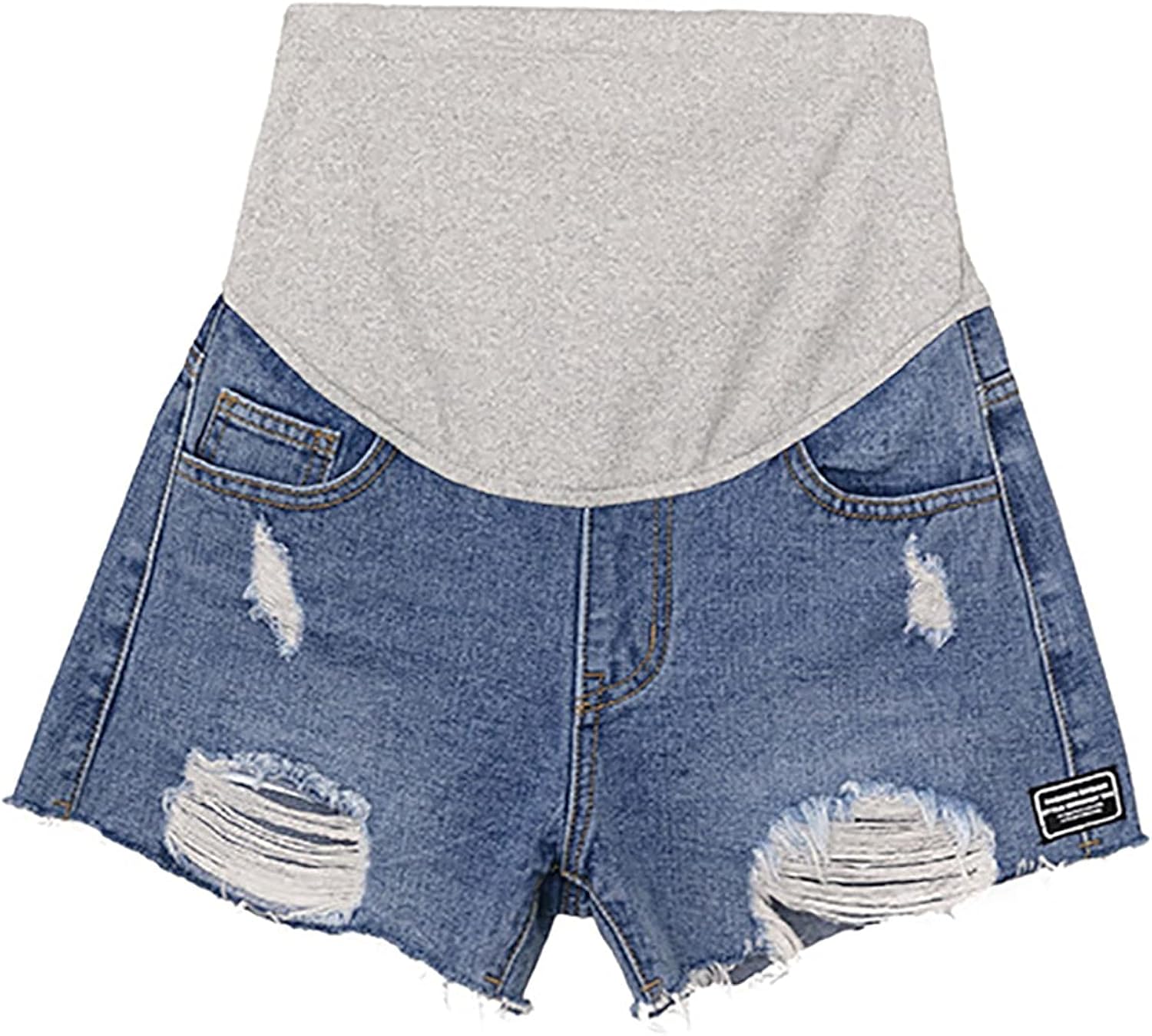 iiniim Women Pregnant Maternity Jeans Shorts Elastic Waist Over Belly Loose Denim Summer Casual Hot Pants at  Women’s Clothing store