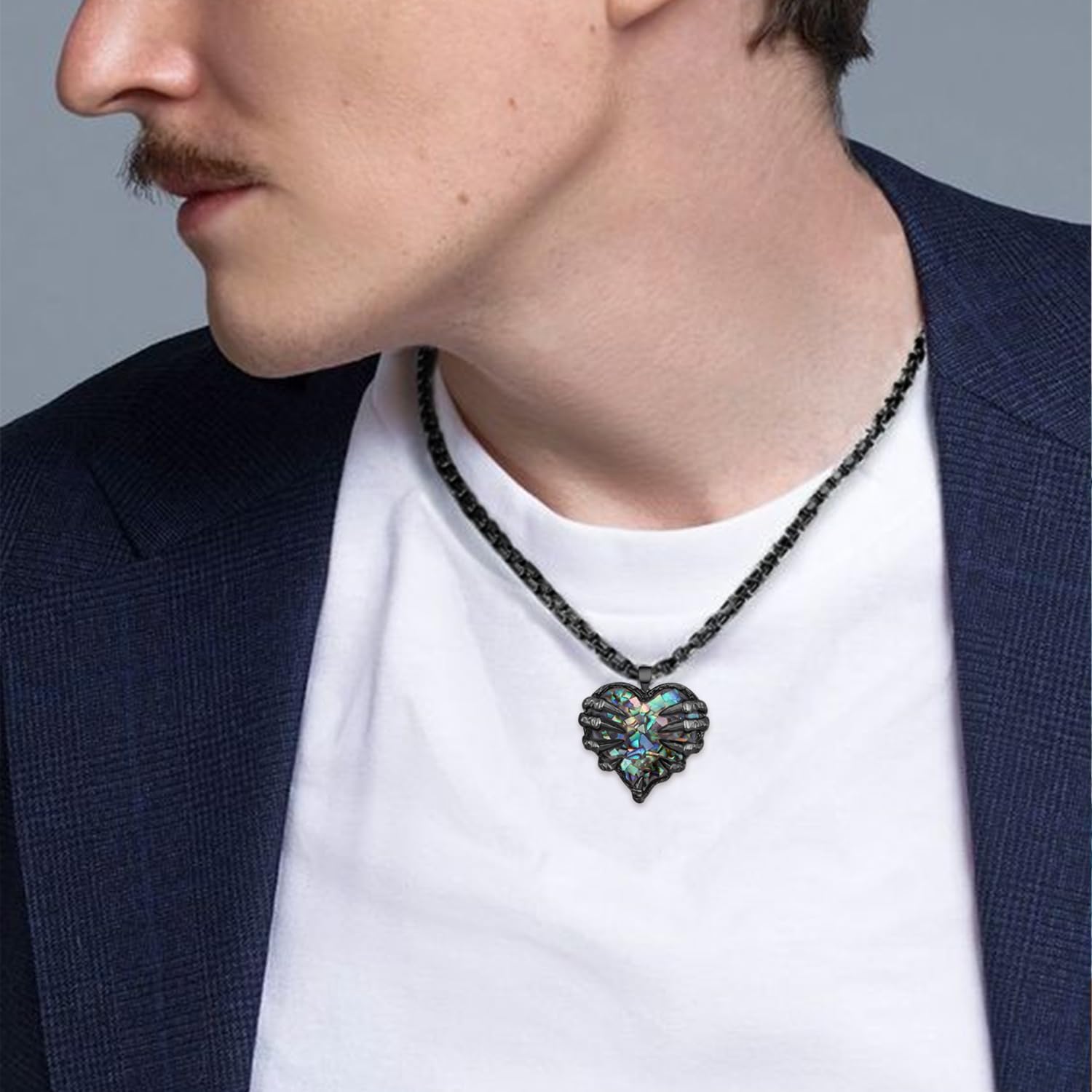 Skull Hand Necklace 925 Sterling Silver Skeleton Necklace Gothic Heart Pendant Gothic Skull Jewelry Gifts for Men Women - Image 5