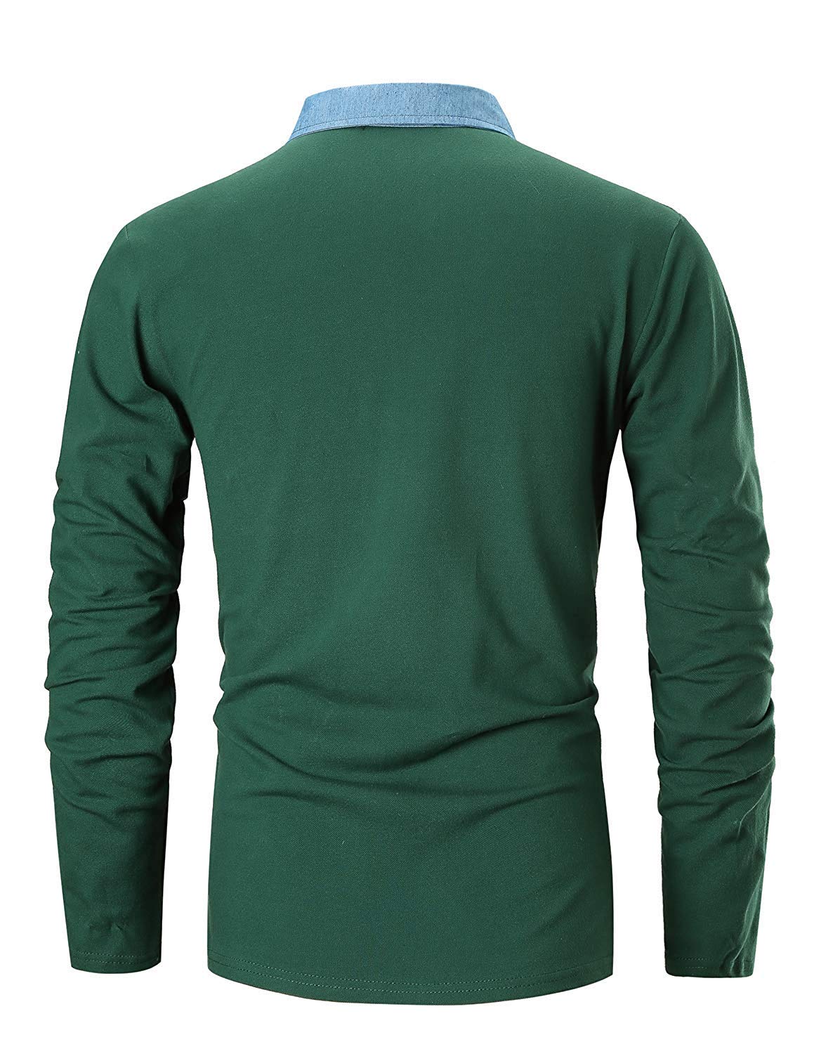 GNRSPTY Polo Manica Lunga Uomo Maglietta Denim Collare Maglia Elegante Cotone T-Shirt Golf Tennis Lavoro Camicia