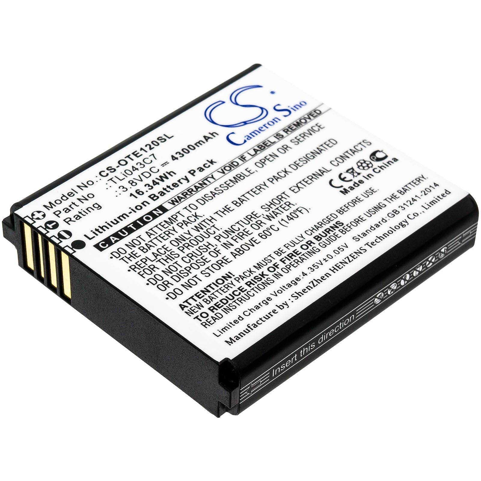 VI VINTRONS Battery for Alcatel EE120, TLi043C7,