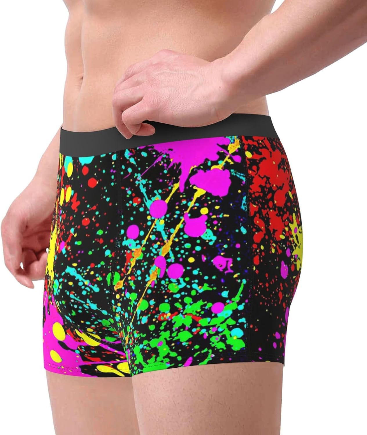 Glow in Dark Splatter Neon Mens Boxer Briefs Soft Breathable Underwear Briefs