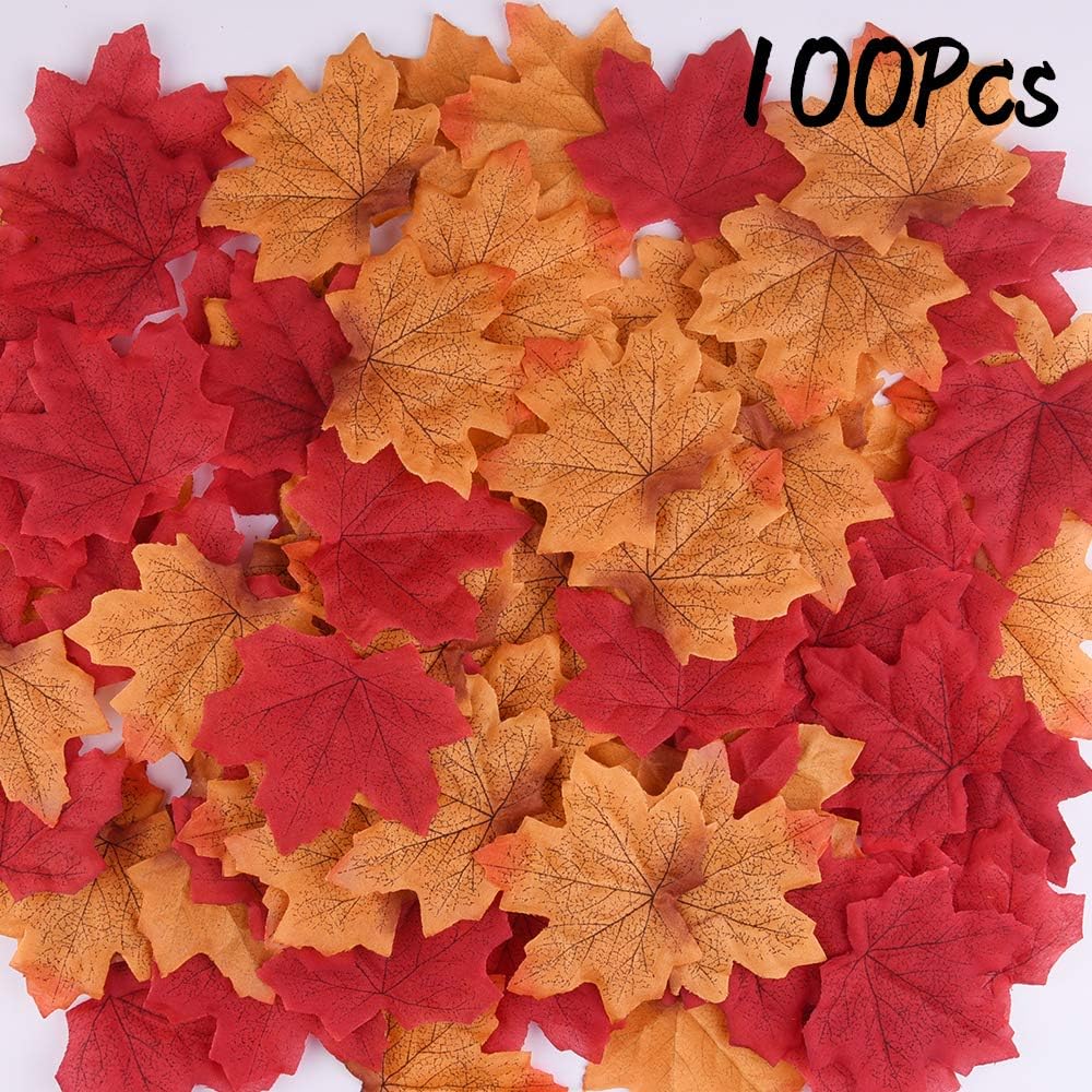 FEPITO 106 Pcs Thanksgiving Decorations Set, Lace Pumpkin Maple Leaves Fireplace Mantle Scarf, Table Runner with Table Placemats and Artificial Maple Leaves for Fall Harvest Decor Thanksgiving Party