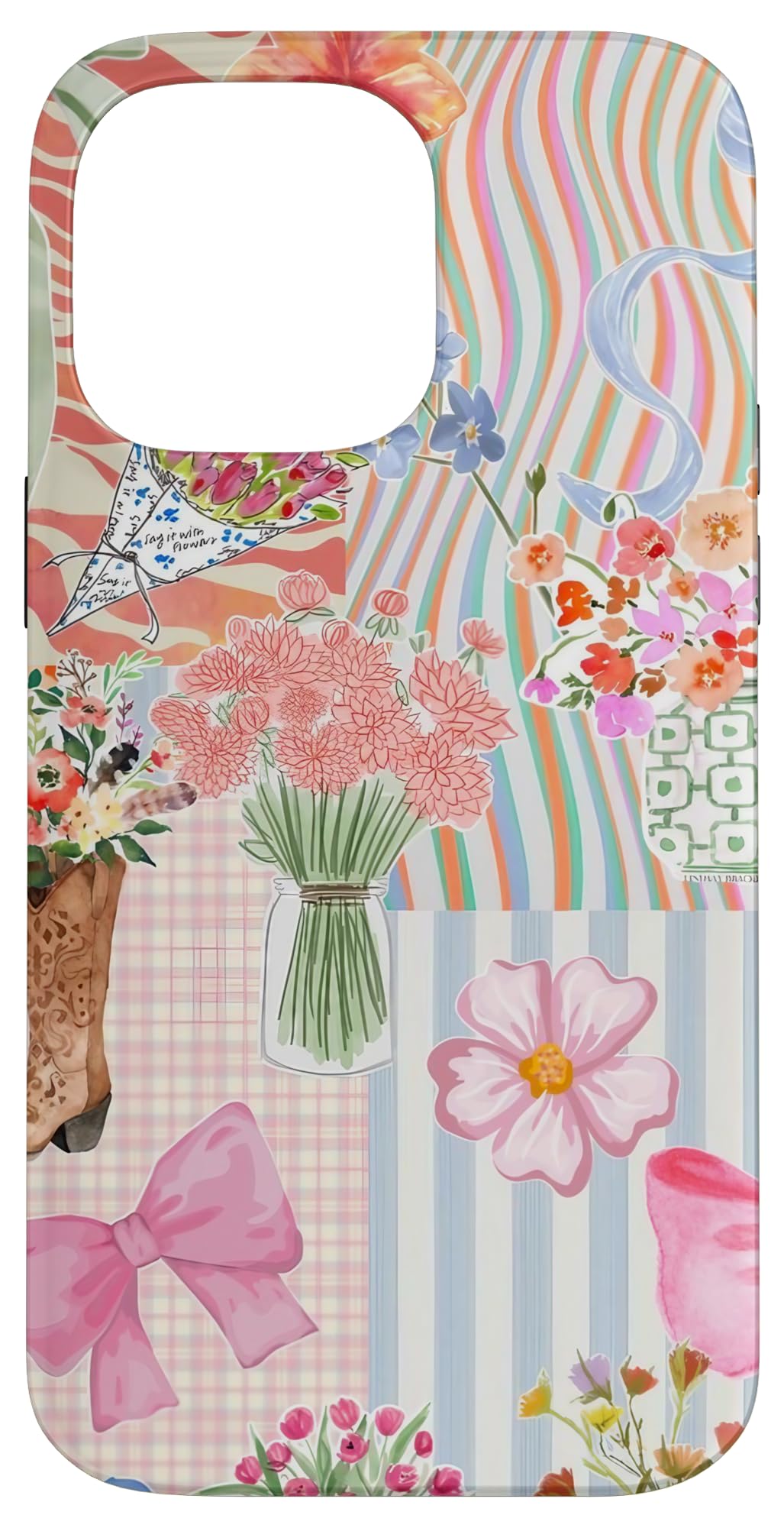 Coquette Retro Cowgirl Vibrant Floral Ocean Preppy Collage Case for iPhone 14 Pro Max