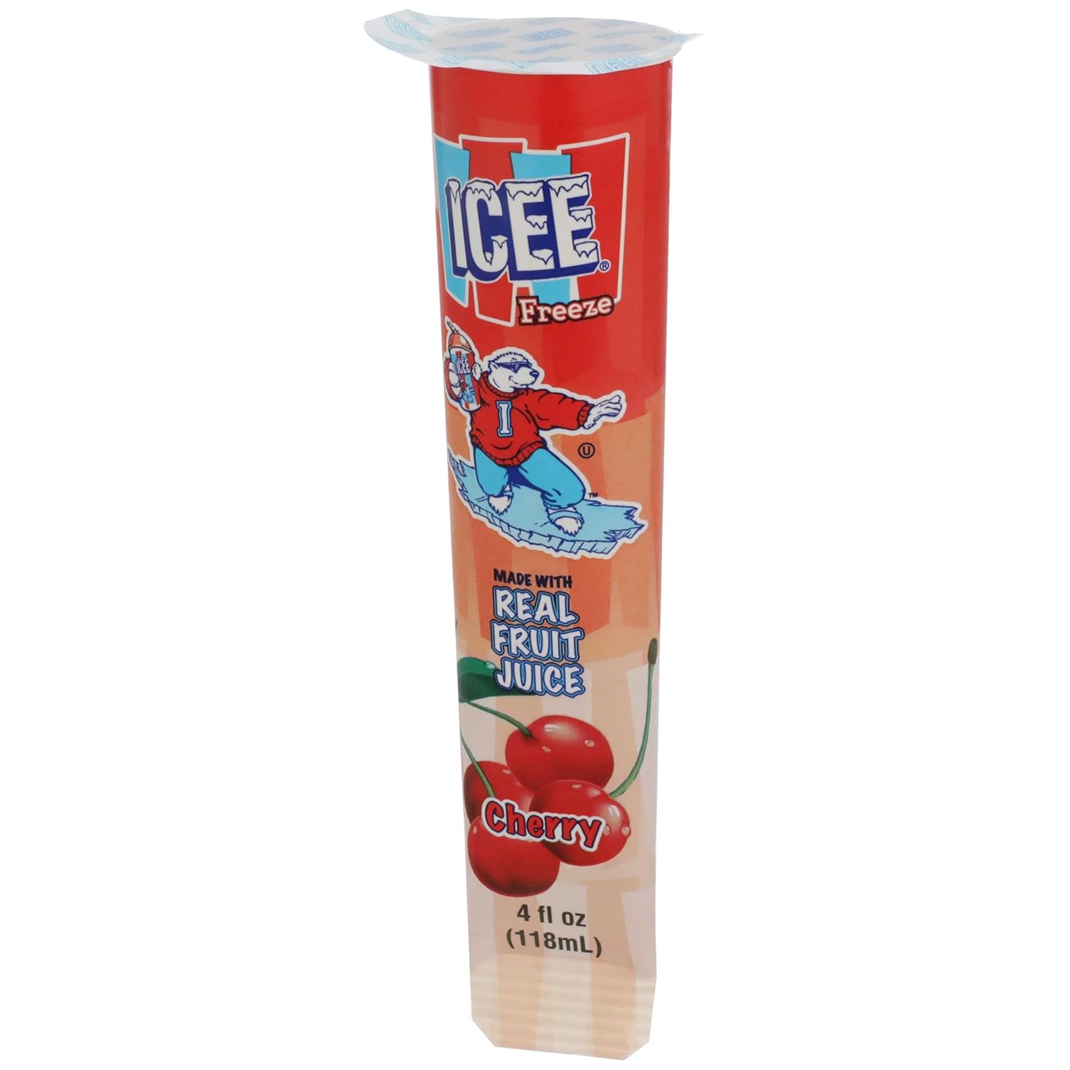 Icee Cherry Freeze Squeeze Up Tubes, 4 Ounce -- 24 per case.