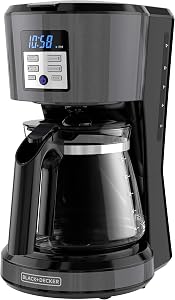 BLACK + DECKER 12 Cup Programmable Coffee Maker in Black Stainless Steel, CM1331BSC