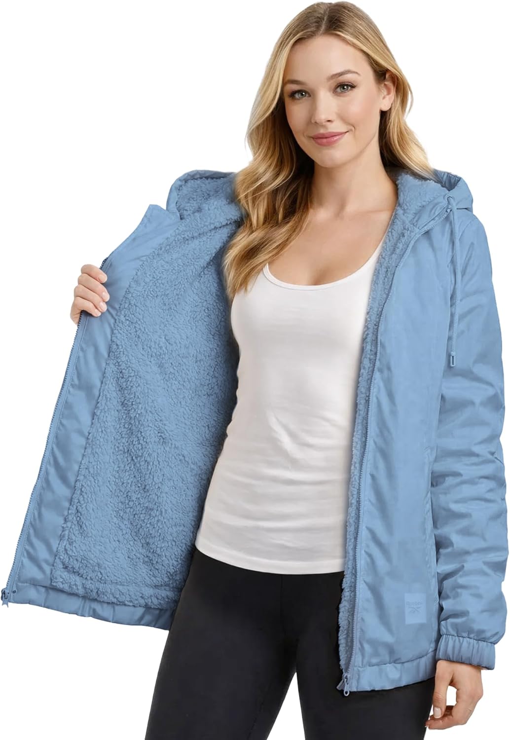Reebok Womens Windbreaker Jacket - Water and Wind Resistant Midweight Cozy Sherpa Fleece Insulated Softshell Jacket for Women - Image 5