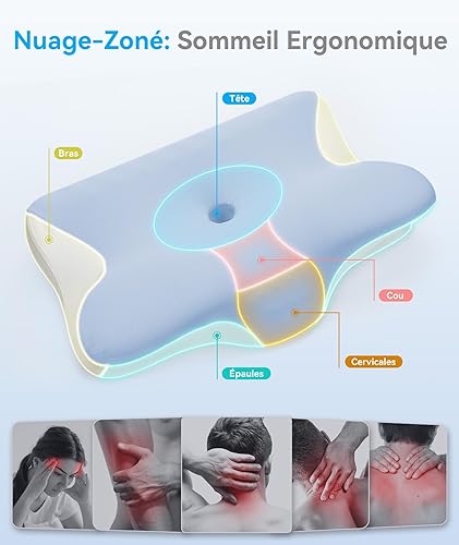 Miniatura 2 de Almohada cervical para el cuello para aliviar el dolor, almohada cervical para dormir de lado y espalda, almohada ortopédica ergonómica de apoyo