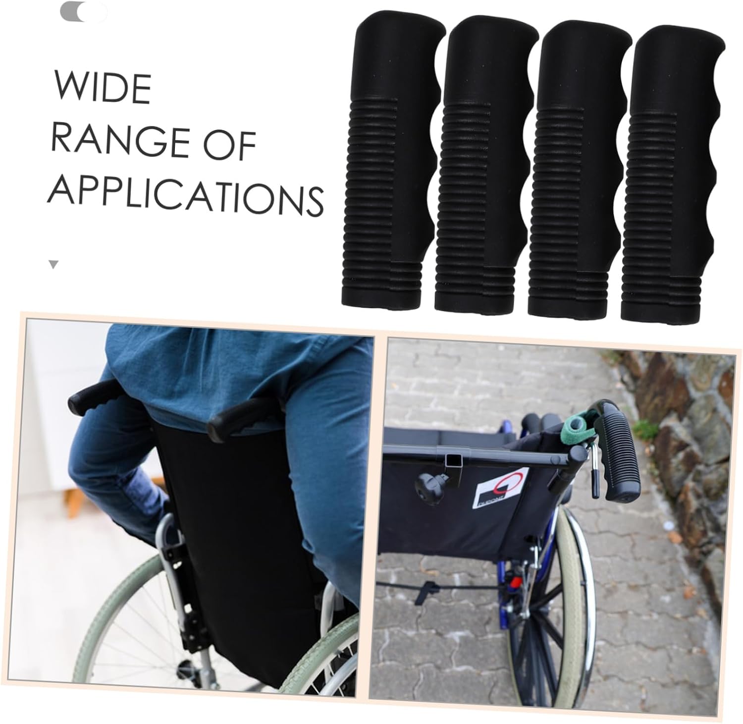 4pcs Wheelchair Handle Grips Antislip Resilient Ergonomic for Senior Mobility Chairs Trolley Walker