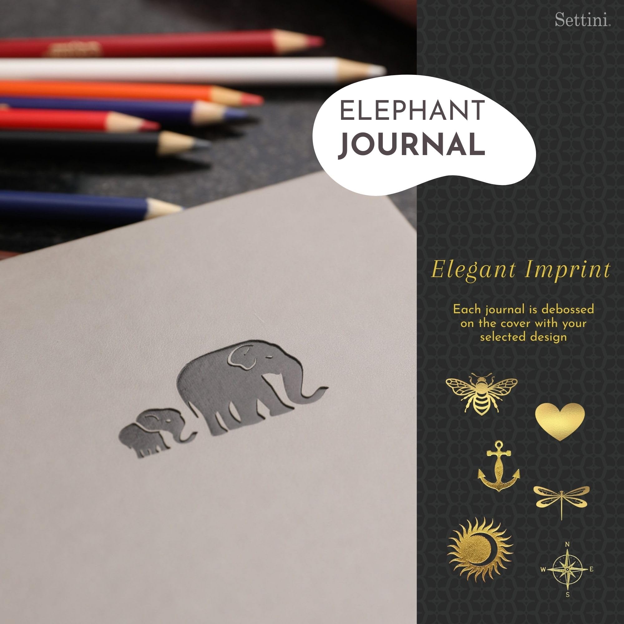 SETTINI Dotted Journal, ideal für Bullet Journaling - A5 Notizbuch aus veganem Leder, 192 Seiten in Archivqualität, QuillEase blutfreies Papier, Innentasche & Lesezeichen - Weihnachtsgeschenke, graue