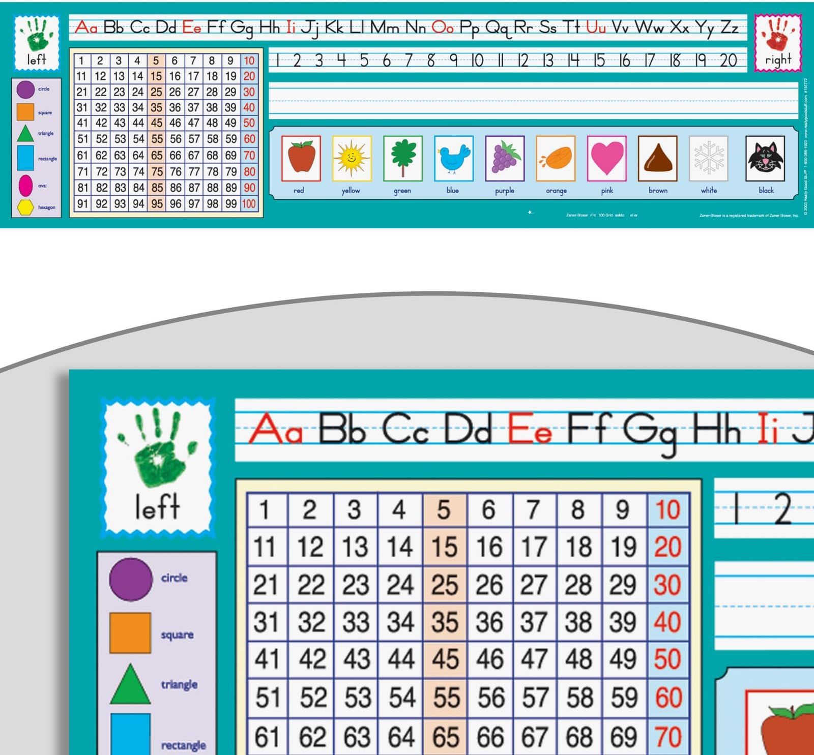 Really Good Stuff 24PK Zaner-Bloser Self-Adhesive Vinyl Desktop Reference Nameplate with Letters, Grid, Colors, Shapes-Traditional Manuscript Name Tags