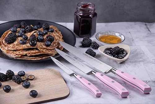 Miniatura 7 de Arcos Juego de cuchillos de cocina profesionales forjados. 3 Cuchillos de cocina para cortar y pelar alimentos. Mango ergonómico de polioximetileno.