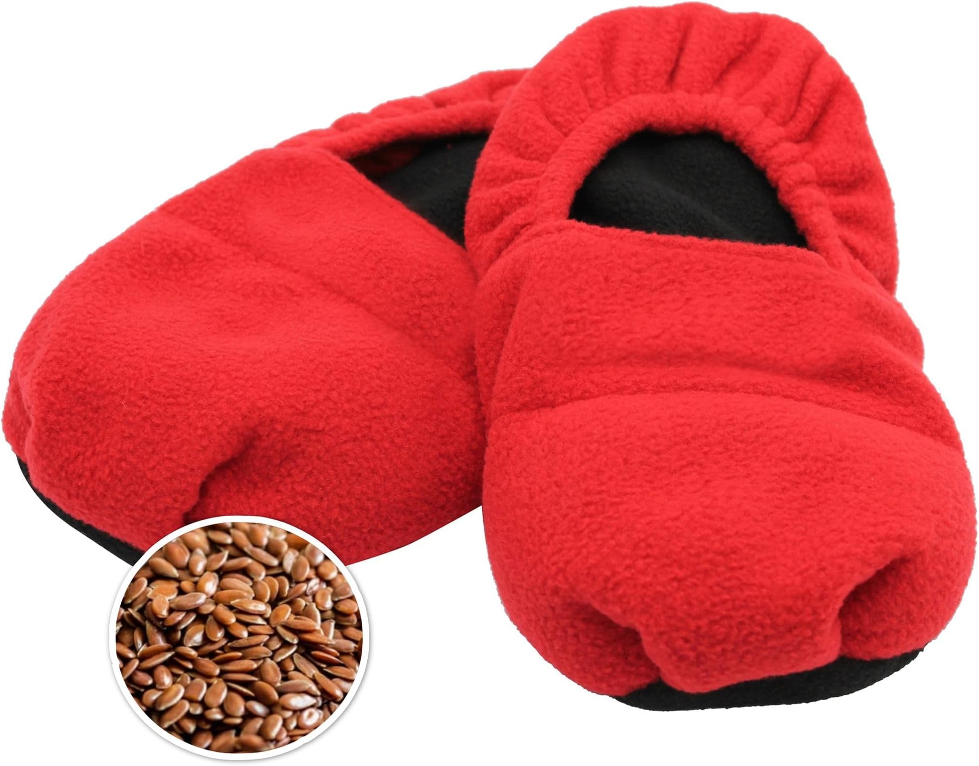 Hot Sox, Microwave Heated Slippers Flax Seed - Red - 36/40
