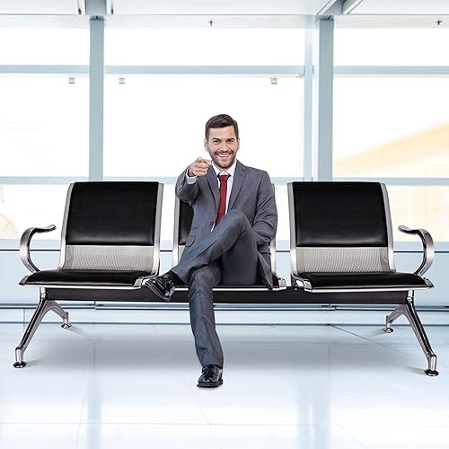 Miniatura 3 de Kinfant Silla de sala de espera - Sillas de recepción de invitados para aeropuerto, hospital, banco, salón, sala de peluquería, sala de conferencias