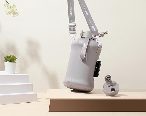 Miniatura 6 de H2O Capsule - Botella de agua de medio galón, con funda de almacenamiento y pajilla cubierta, contenedor grande con asa para bebidas, reutilizable,