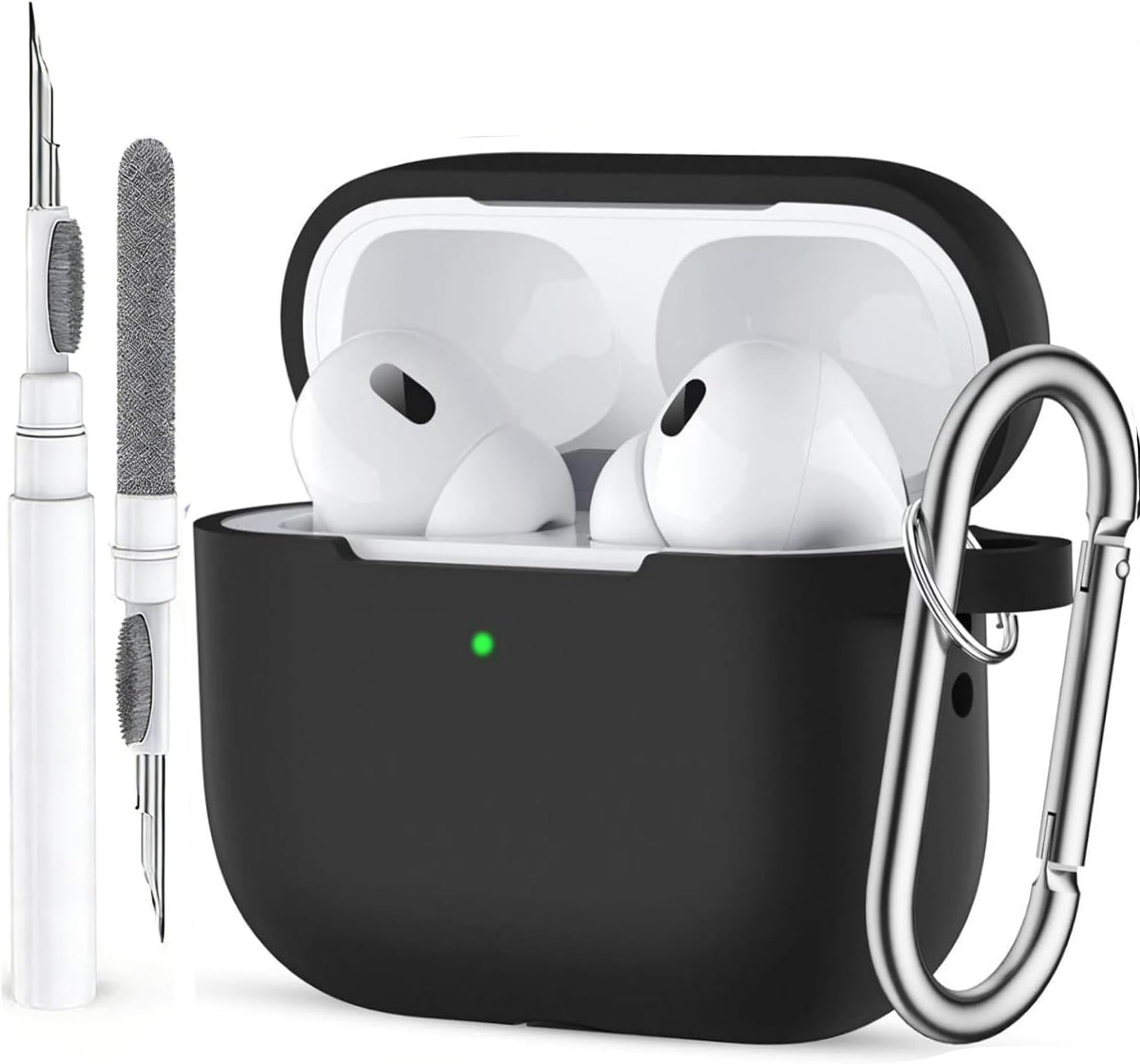 Case for Airpods Pro 2/1 Gen Cover for Men Women Girl, Compatible Airpods Pro 2nd/1st Generation Case, Soft Silicone Apple iPod Pro Gen Protective Cover Skin with Keychain Cleaner Pen,Black