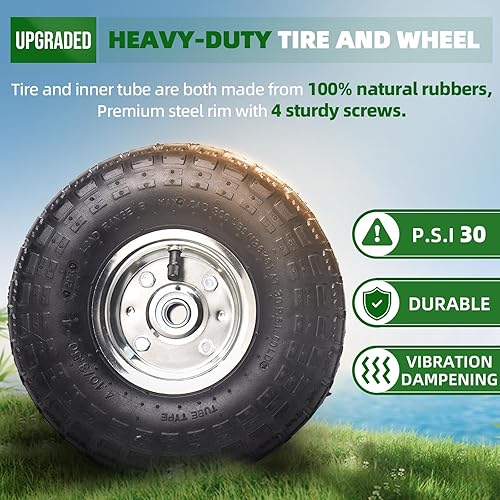 Miniatura 3 de AR-PRO 10" - (2 paquetes) Repuesto neumático y rueda de alto rendimiento  4.103.50-4" con tubo interior de 10", agujero de eje de 58", cubo de