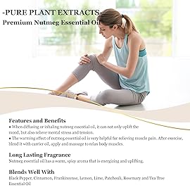 EUQEE Nutmeg Essential Oil 118ML Large Capacity Nutmeg Oil Premium Aromatherapy Essential Oils with Glass Dropper for Candle Making, Soap Making-4oz