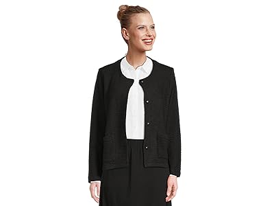 Eileen Fisher Organic Cotton Boucle Round Neck Jacket Women