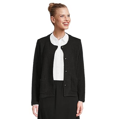 Eileen Fisher Organic Cotton Boucle Round Neck Jacket Women