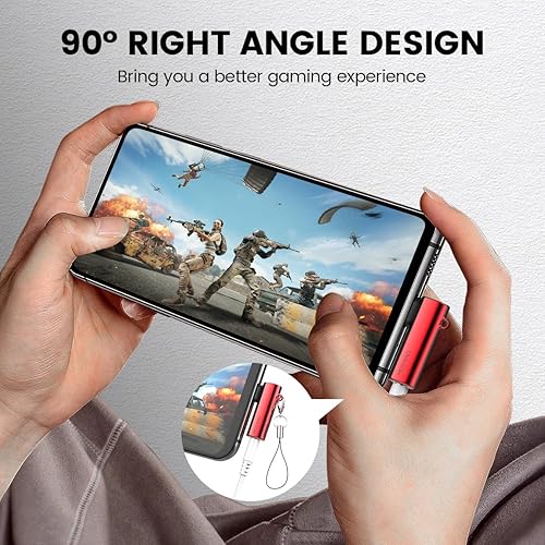 Miniatura 4 de MOSWAG Adaptador de auriculares USB C a conector tipo C de 0.138 in, micrófono auxiliar en ángulo derecho, Dongle de audio DAC de alta resolución,