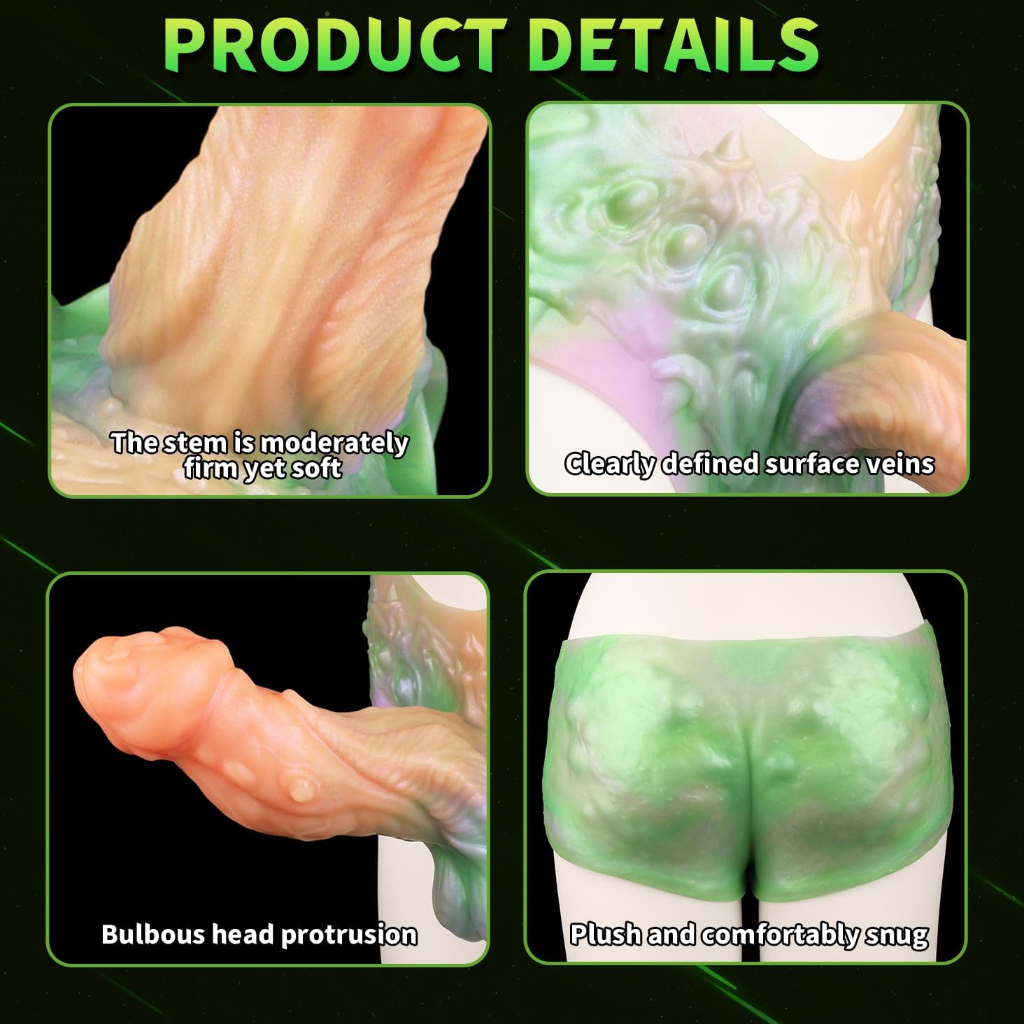Soft Silicone Fantasy Strapless Dildo Harness with Hollow Tunnel, Reusable Strapless Panty Dildo with 8.26in Penis Sleeve Adult Sex Toy for Man