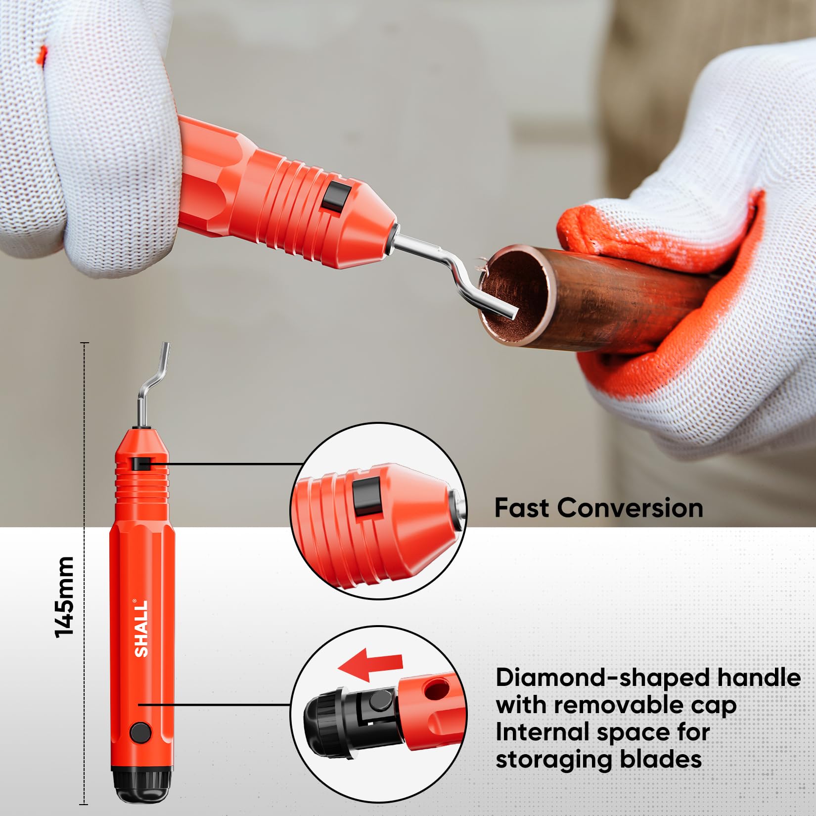 SHALL 4PC Tubing Cutter Set,Heavy-Duty Pipe Cutter diameter 6-50mm, mini Cutter diameter 3-22mm, with 2 deburring Tools - Image 4