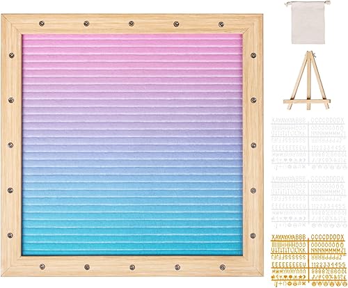 Miniatura 9 de VEVOR Tablero de letras de fieltro degradado, tablero de mensajes de fieltro de 10 x 10 pulgadas, tableros de letreros intercambiables con 510