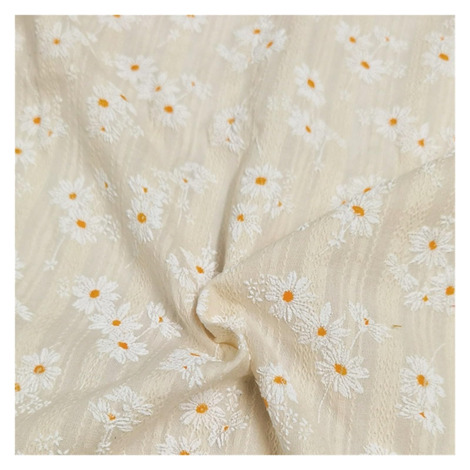 Tela de algodón bordada Material de tela de algodón Jacquard tejido con estampado de flores de Margarita de 3/5/10 yardas for vestido de costura, camisa, tela de bebé, blanco, azul, rosa, por yarda(1