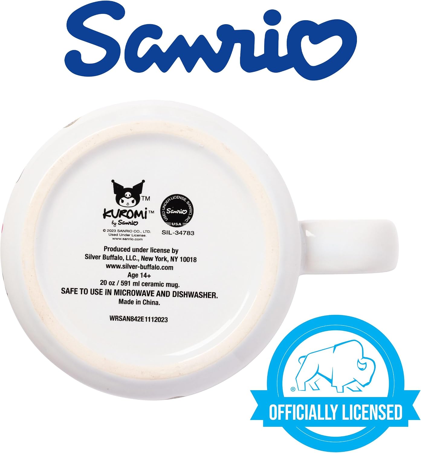 Silver Buffalo Sanrio Hello Kitty and Kuromi, Ceramic Camper Mug, 20oz image 4
