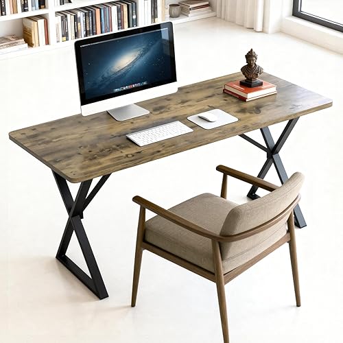 SMILHELTD Heavy Duty Office Desk 47.2" – 800 lbs Capacity, 45 lbs Net Weight (Double the Average), 1" Thick Desktop, 1mm Steel Frame, No Wobble for Home Office Gaming