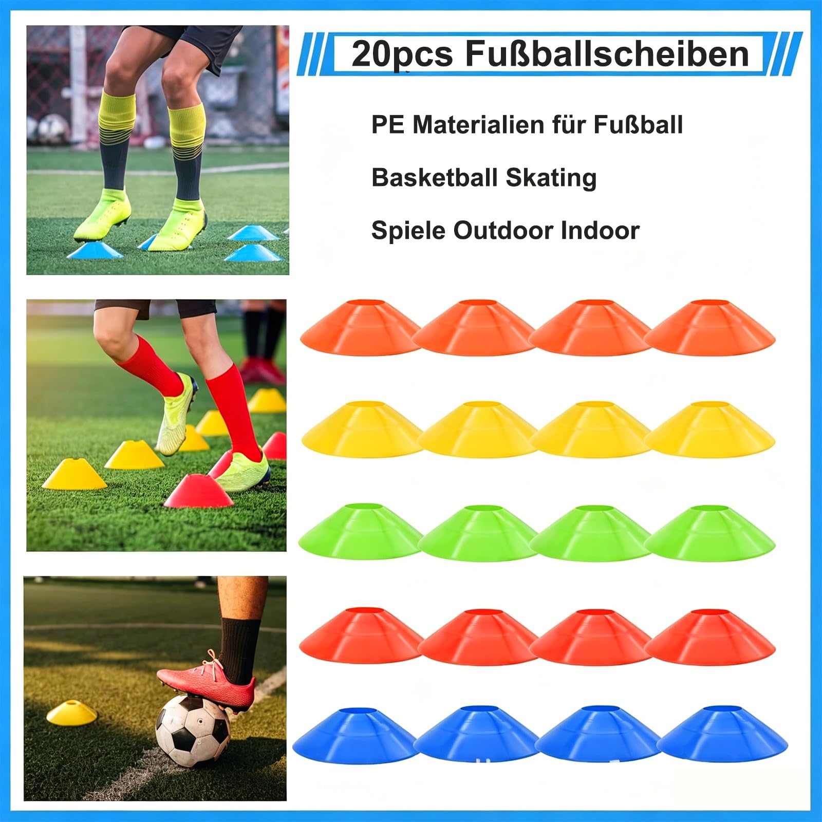 Koordinationsleiter - 6M Koordinationsleiter mit 20 Hütchen,Trainingsleiter Geschwindigkeit Schnelligkeitsleiter Agility/Speed Ladder, 42 cm Breite, Hürden Trainieren Kraft, Ausdauer,Technik zuhause
