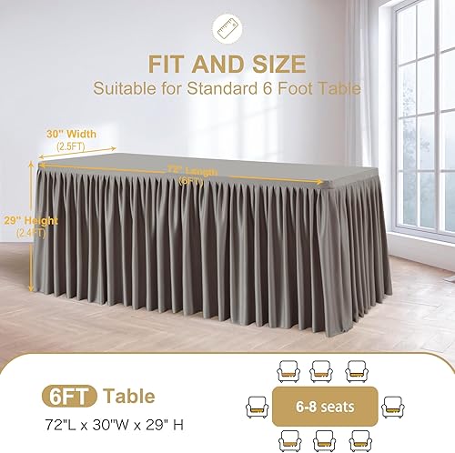 Miniatura 119 de Wish Care Paquete de 2 manteles rectangulares negros para mesas de 6 pies, manteles ajustables de poliéster elásticos 6T para fiestas, bodas, ferias