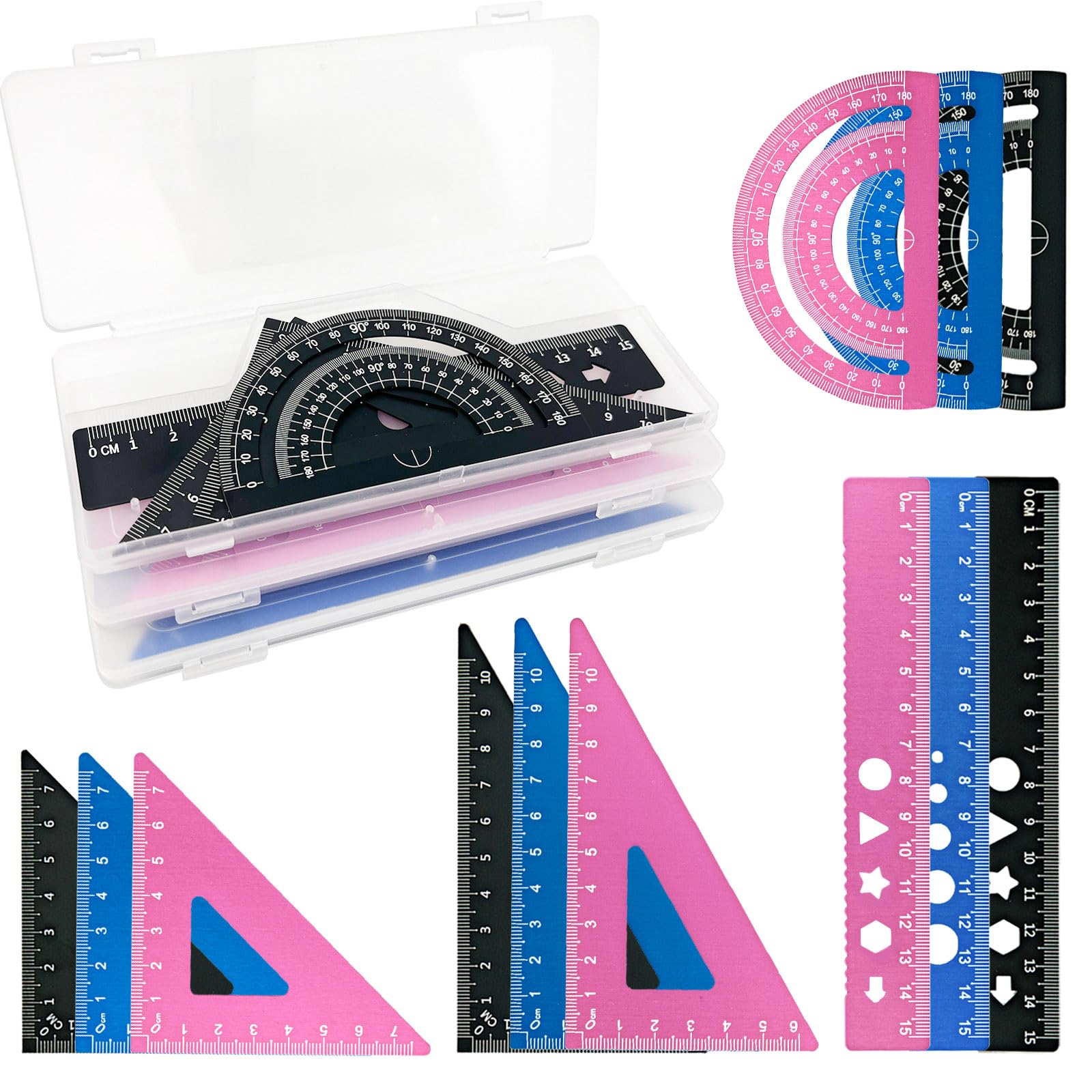 Durable School Rulers Metric And Imperial Metal Geometry Set, 4-Piece ...
