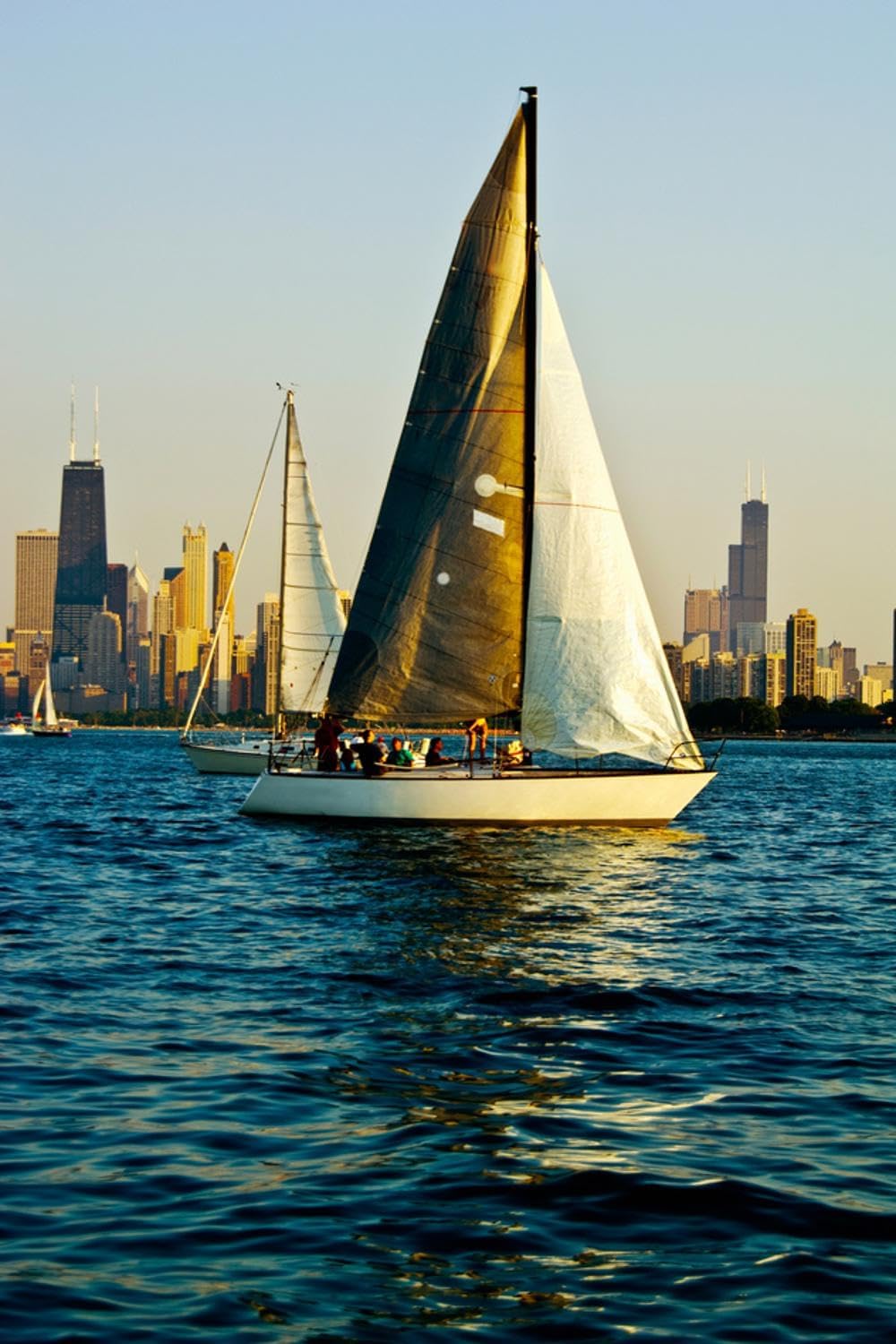 ART.COM Wall Photographic Print Sailboat in a Lake, Lake Michigan, Chicago, Cook County, Illinois, USA, 24" x 36" Unframed 36L" x 24W" Print Only