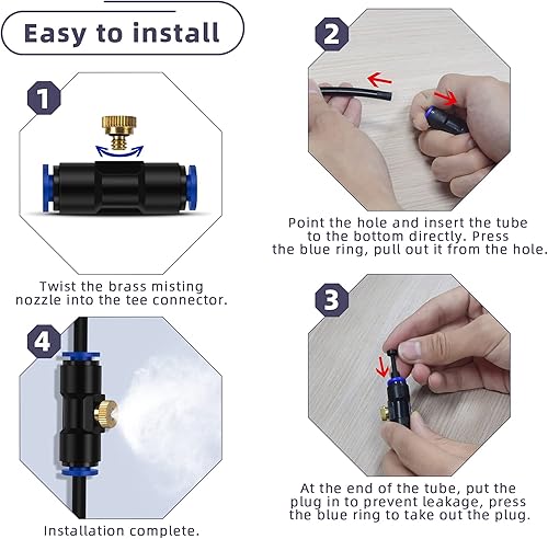 Miniatura 8 de lifeegrn Sistema de refrigeración por nebulización, rociadores para patio exterior, línea de nebulización de 40 pies+10 boquillas de