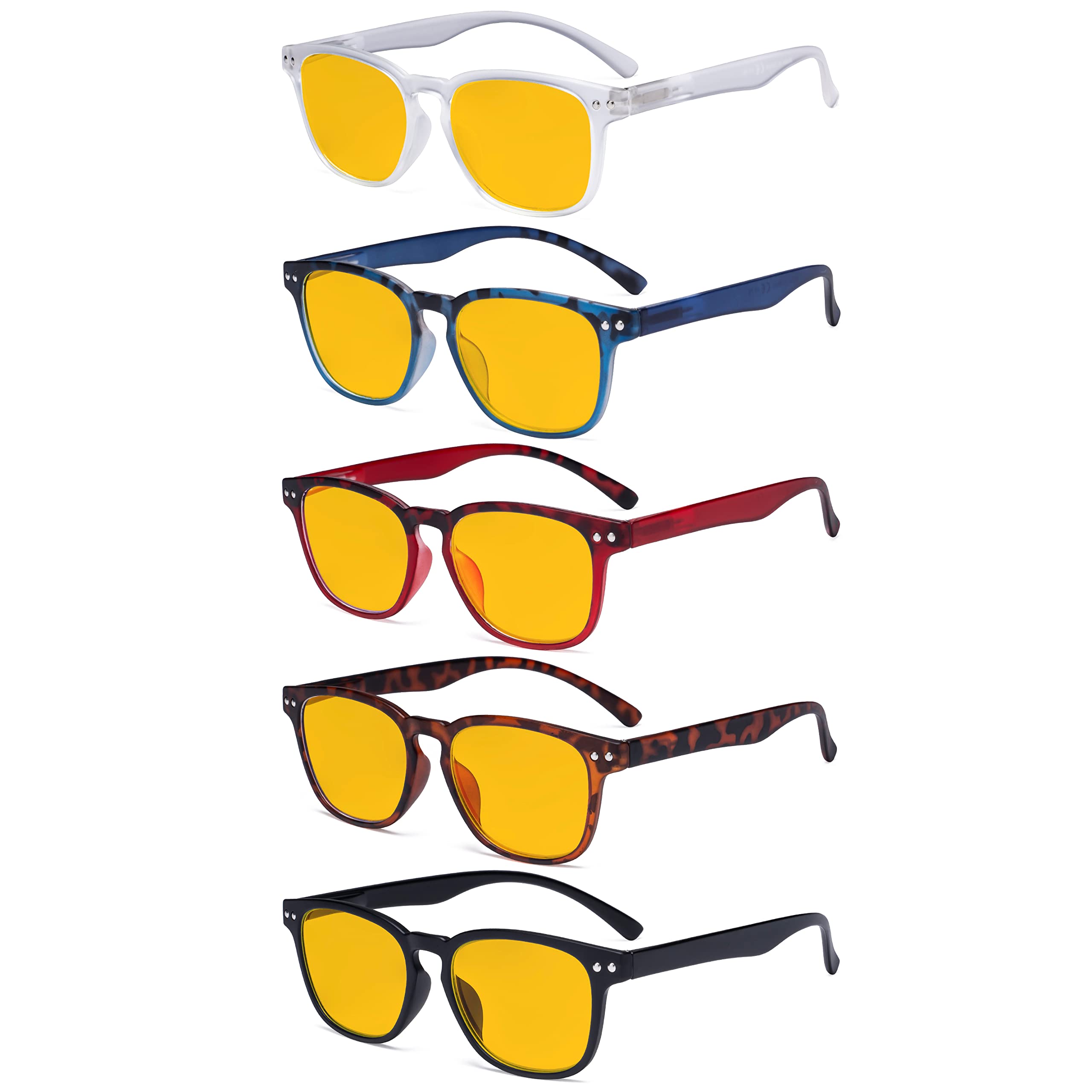 Eyekepper 5 Pack Fashion Design Blue Light Blocking Readers for Women Computer Reading Glasses Amber Tinted +1.25