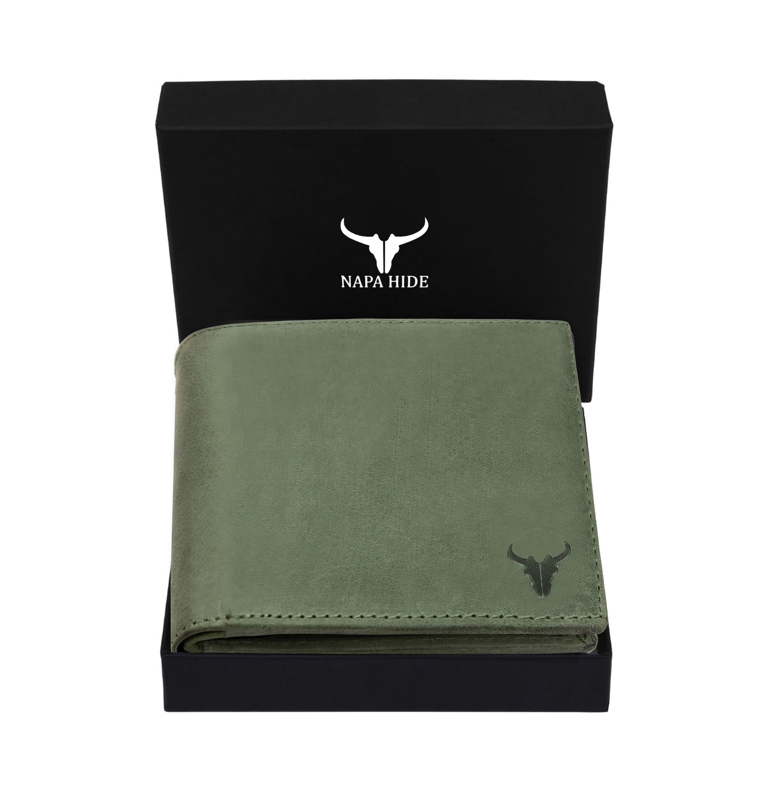 Leather Wallet for Men I Handcrafted I Credit/Debit Card Slots I 2 Currency Compartments I 2 Secret Compartments (Green Hunter)