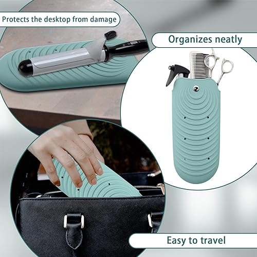 Miniatura 4 de Bolsa de silicona resistente al calor para herramientas de peinado del cabello, rizadores y planchas planas, cubierta de viaje antideslizante,