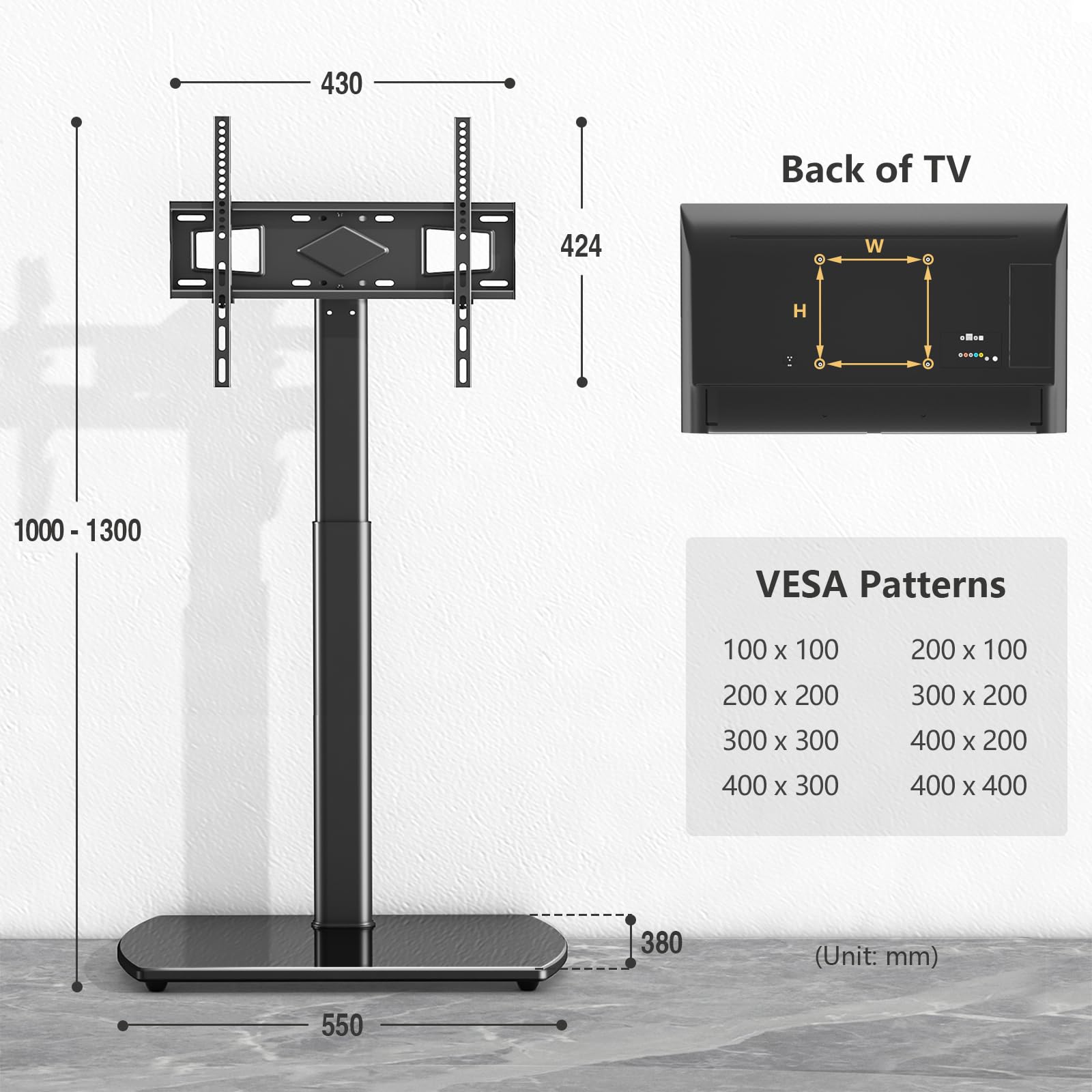 Tv Standaard - Schermformaat: t/m 65 inch, Muurafstand: n.v.t, Draaibaar/Kantelbaar: n.v.t., Max. gewicht: 45 kg, VESA: Klik voor meer info