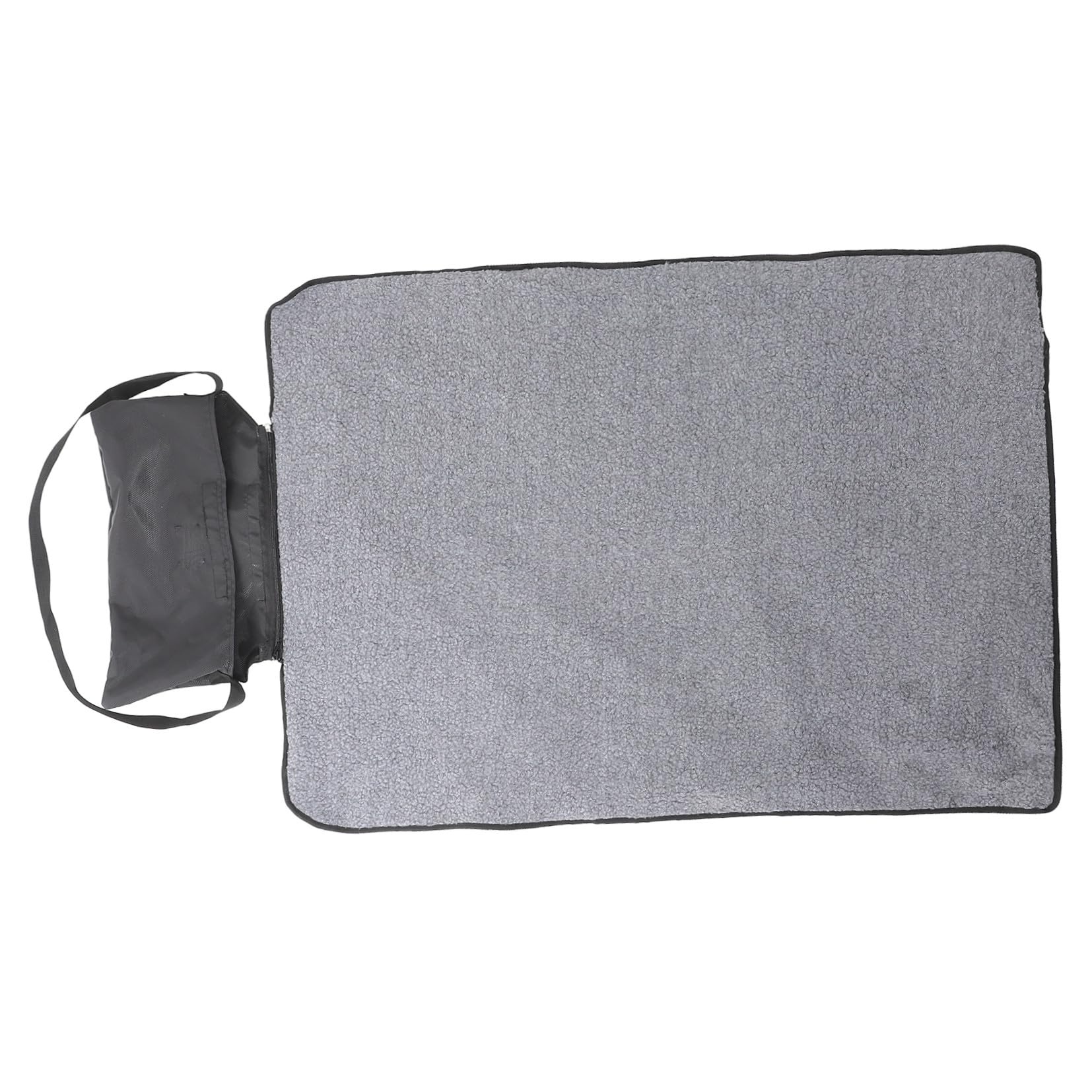 Happyyami Manta Plegable para Mascotas Térmica de Lana Negra Portátil | Rectangular, Lavable, Bolsa Lateral Cremallera, Uso en Cama Esterilla Exterior